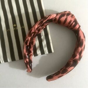 Lele Sadoughi Pink Leopard Knotted Headband